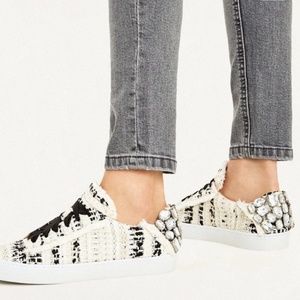 Zara tweed and rhinestone sneakers